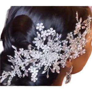 ULAPAN 2 Pack Rhinestone Bride Wedding Headband with Hair Clips